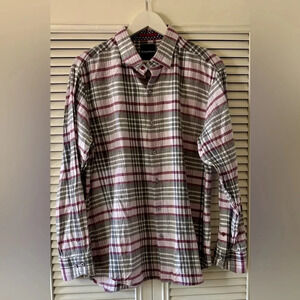 Tommy Bahama Men’s Stretch Flannel Button Up Red/Blk/Wht SZ L